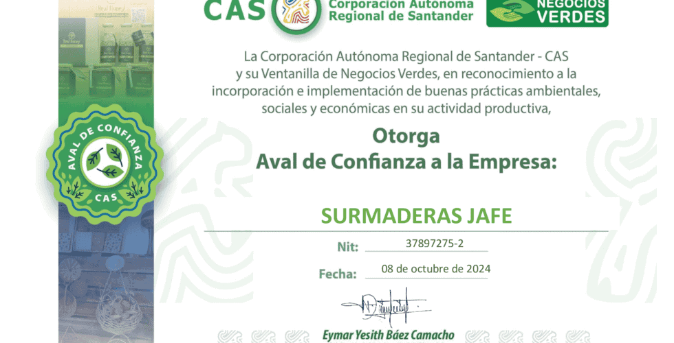 Surmaderas Jafe: Un aserrío con Sello de Negocios Verdes que transforma la madera con responsabilidad y legalidad